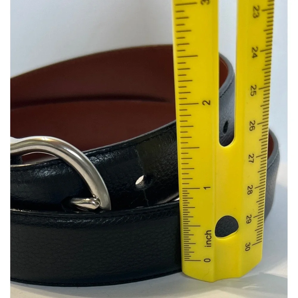 Coach Vintage Black Italian Calfskin Leather Belt 32 80cm Solid Brass Italy 3701